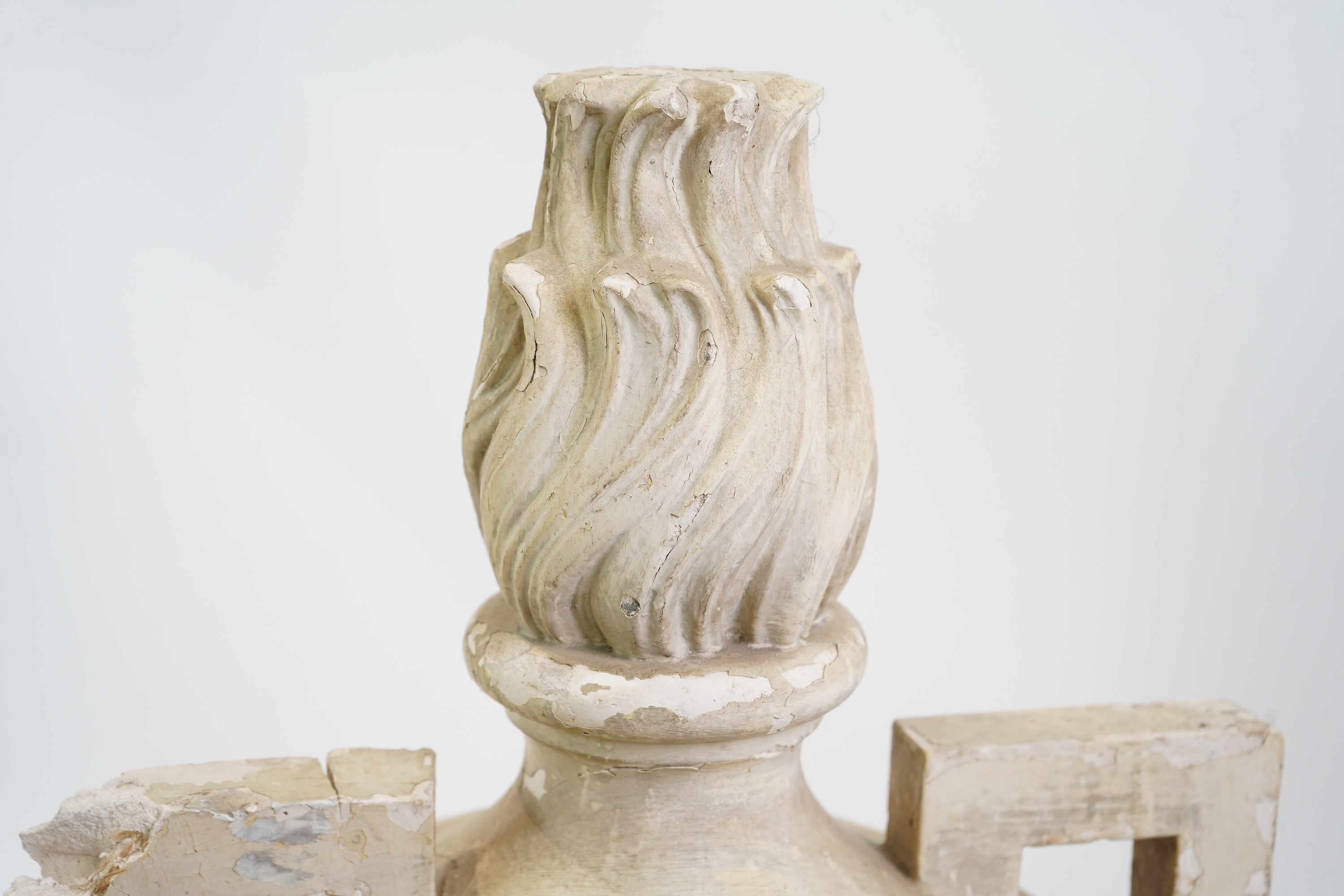 A pair of large 18th century style Italian cream painted plaster urns